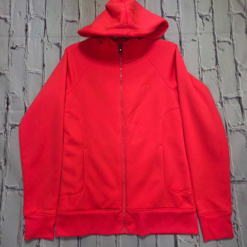 Under Armour Storm Neon Pink Zip Up‎ Hoodie Womens Sz Small Activewear Athletic